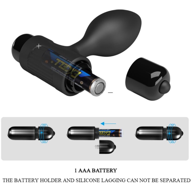 PRETTY LOVE - VIBRA BUTT 10 VIBRATIONS ANAL PLUG BLACK - NOCTURNA DESIRES