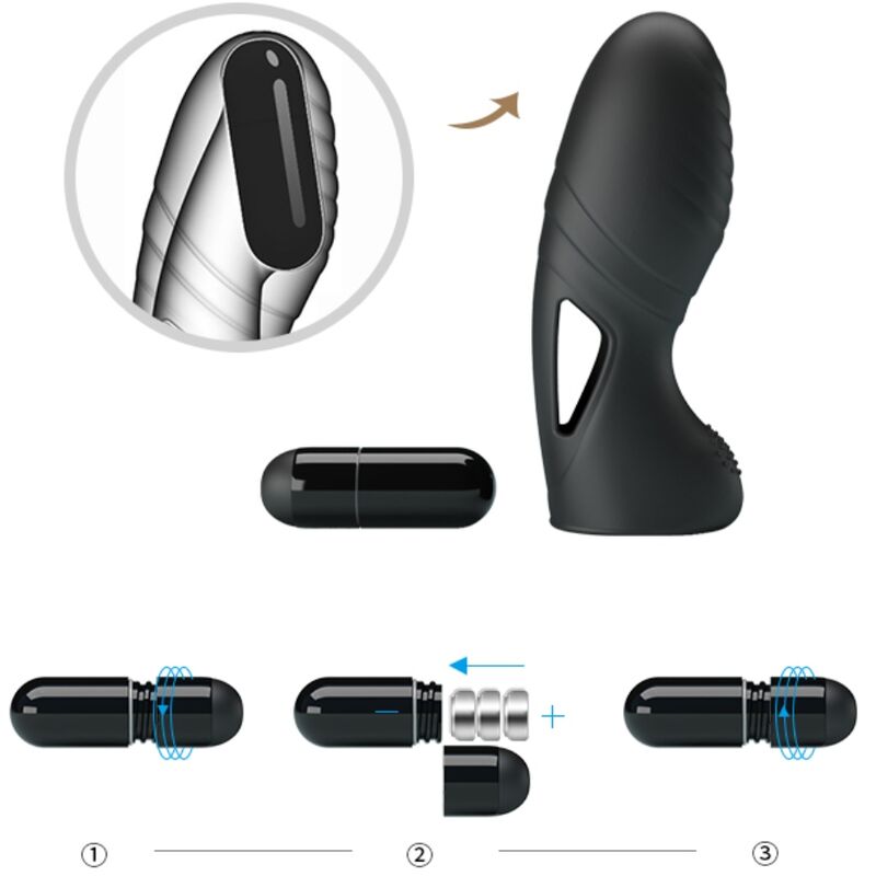 PRETTY LOVE - ALAN SILICONE FINGER VIBRATOR BLACK - NOCTURNA DESIRES