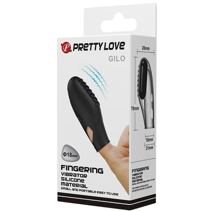 PRETTY LOVE - GILO SILICONE FINGER VIBRATOR BLACK - NOCTURNA DESIRES