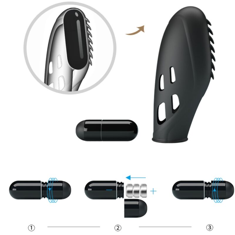 PRETTY LOVE - GILO SILICONE FINGER VIBRATOR BLACK - NOCTURNA DESIRES