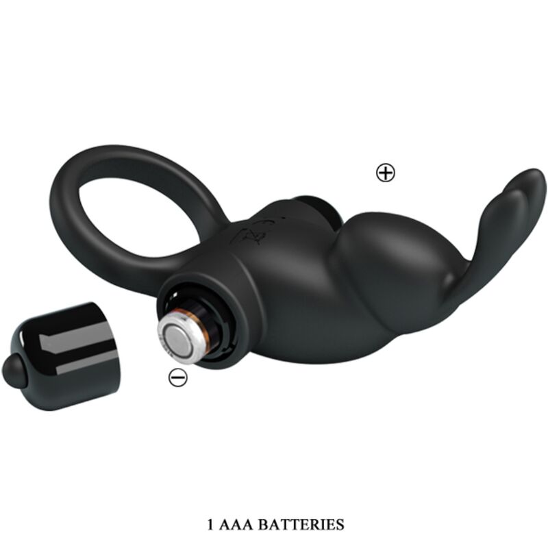 PRETTY LOVE - VIBRATING RING + RABBIT CLITORIS STIMULATOR 10 VIBRATIONS BLACK - NOCTURNA DESIRES