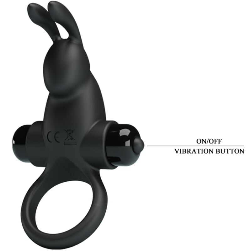 PRETTY LOVE - VIBRATING RING + RABBIT CLITORIS STIMULATOR 10 VIBRATIONS BLACK - NOCTURNA DESIRES