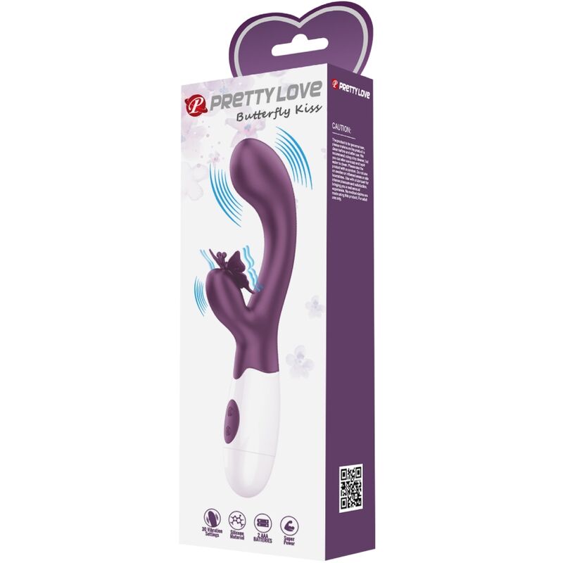 PRETTY LOVE - BUTTERFLY KISS RABBIT VIBRATOR & G-SPOT STIMULATOR PURPLE - NOCTURNA DESIRES
