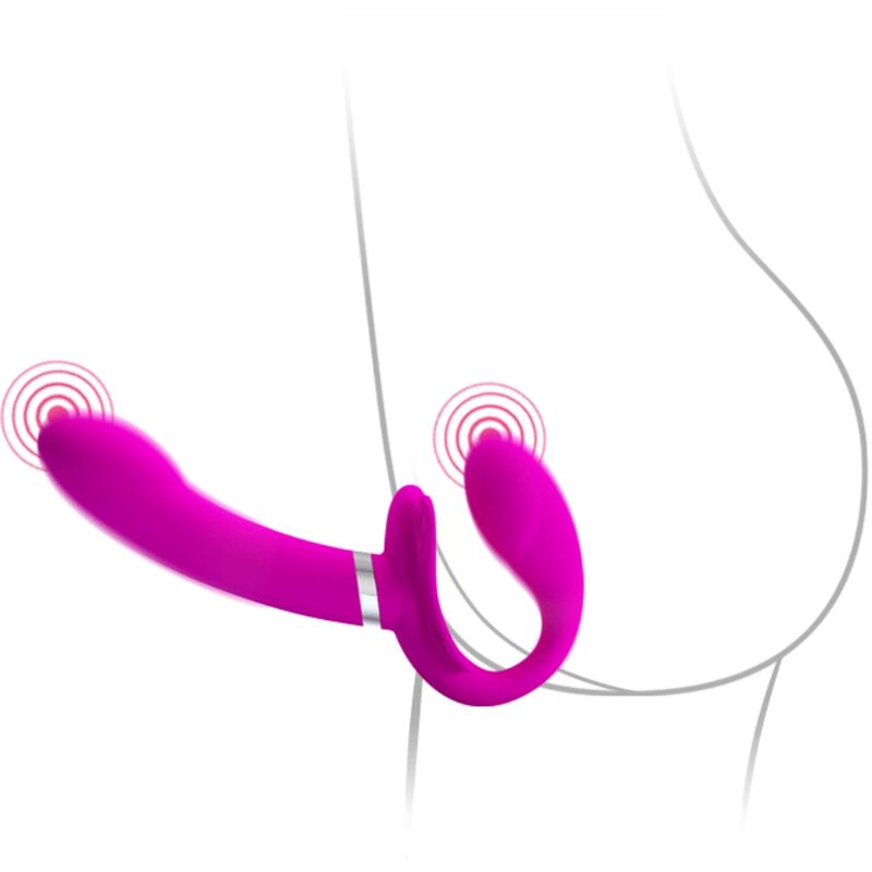 PRETTY LOVE - VALERIE DOUBLE STRAP-ON VIBRATOR 12 VIBRATIONS PURPLE - NOCTURNA DESIRES