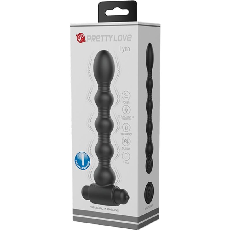 PRETTY LOVE - LYNN SILICONE ANAL PLUG 10 VIBRATIONS BLACK - NOCTURNA DESIRES