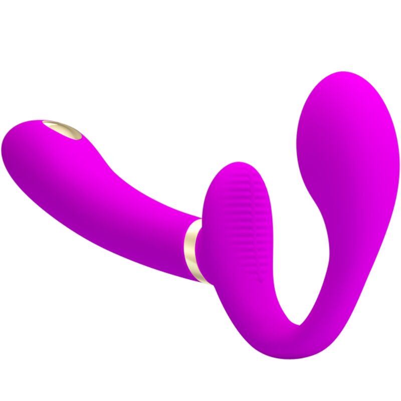 PRETTY LOVE - THUNDERBIRD DOUBLE STRAP-ON VIBRATOR REMOTE CONTROL PURPLE - NOCTURNA DESIRES