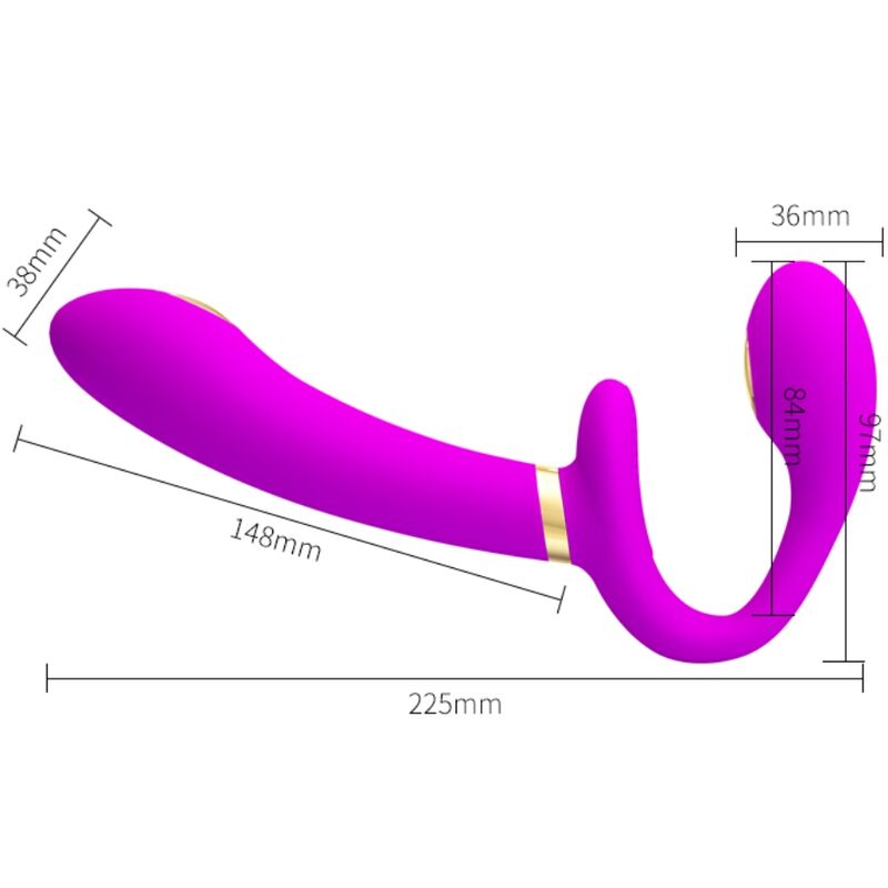 PRETTY LOVE - THUNDERBIRD DOUBLE STRAP-ON VIBRATOR REMOTE CONTROL PURPLE - NOCTURNA DESIRES