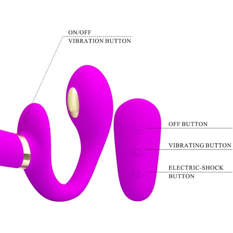 PRETTY LOVE - THUNDERBIRD DOUBLE STRAP-ON VIBRATOR REMOTE CONTROL PURPLE - NOCTURNA DESIRES