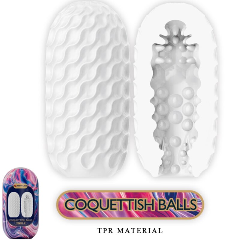 PRETTY LOVE - COQUETTISH BALLS SILICONE MALE MASTURBATOR WHITE - NOCTURNA DESIRES