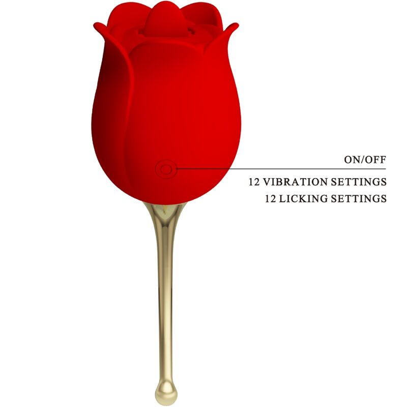 PRETTY LOVE - ROSE LOVER ROSE CLITORIS STIMULATOR 12 VIBRATIONS RED - NOCTURNA DESIRES