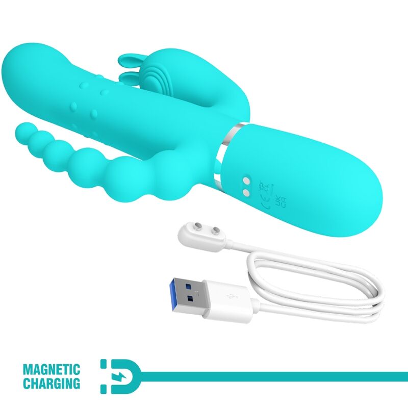 PRETTY LOVE - CAMMY 4 IN 1 MULTIFUNCTION TRIPPLE RABBIT VIBRATOR BLUE - NOCTURNA DESIRES