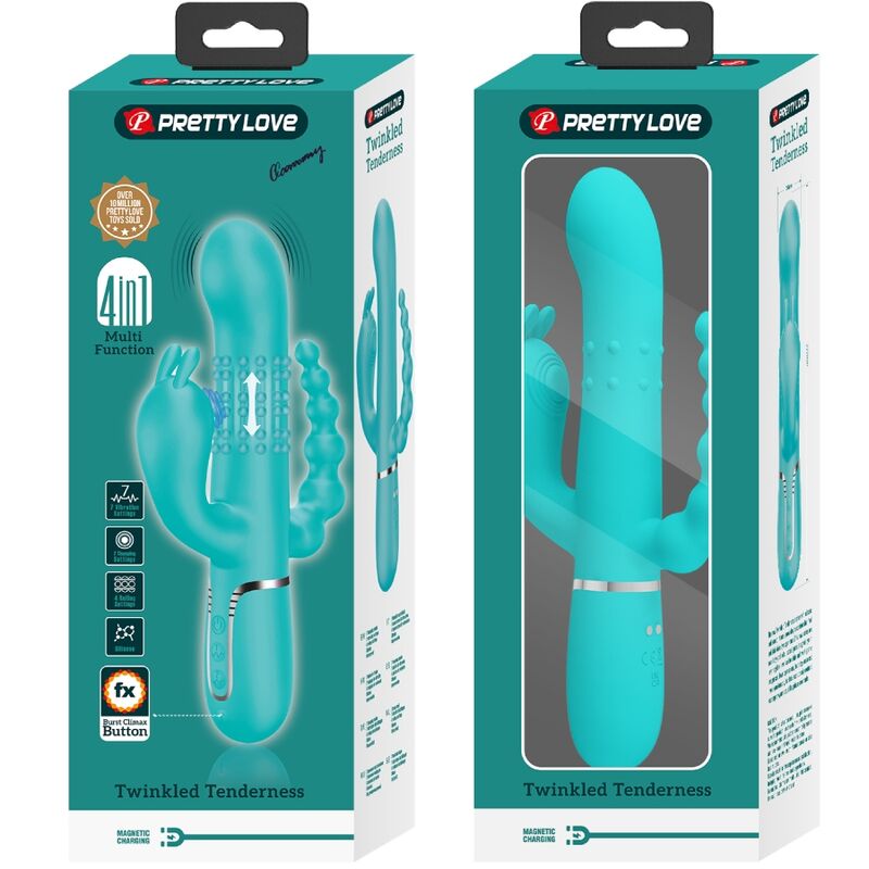 PRETTY LOVE - CAMMY 4 IN 1 MULTIFUNCTION TRIPPLE RABBIT VIBRATOR BLUE - NOCTURNA DESIRES