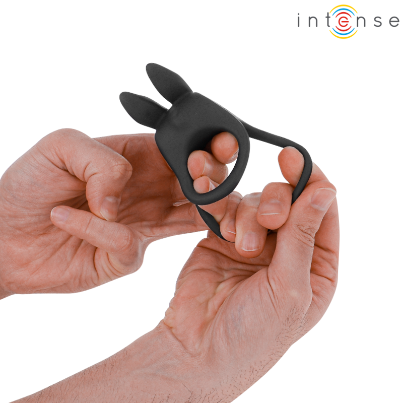 INTENSE - SAM VIBRATOR DOUBLE PENIS RING 10 VIBRATIONS BLACK - NOCTURNA DESIRES