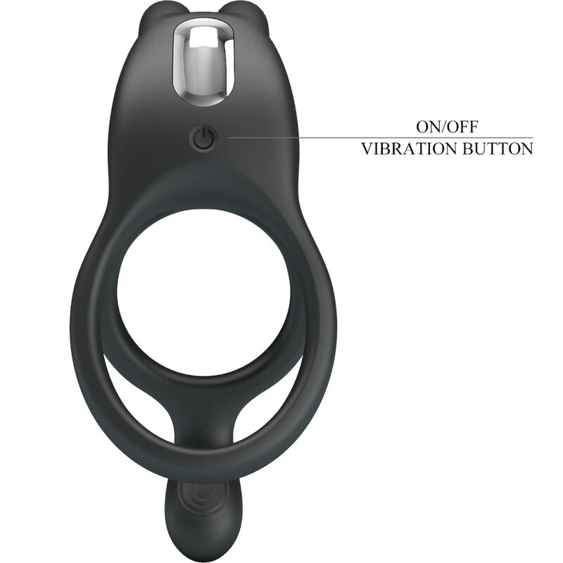 PRETTY LOVE - SETH DOUBLE VIBRATING RING RABBIT 7 VIBRATIONS BLACK - NOCTURNA DESIRES