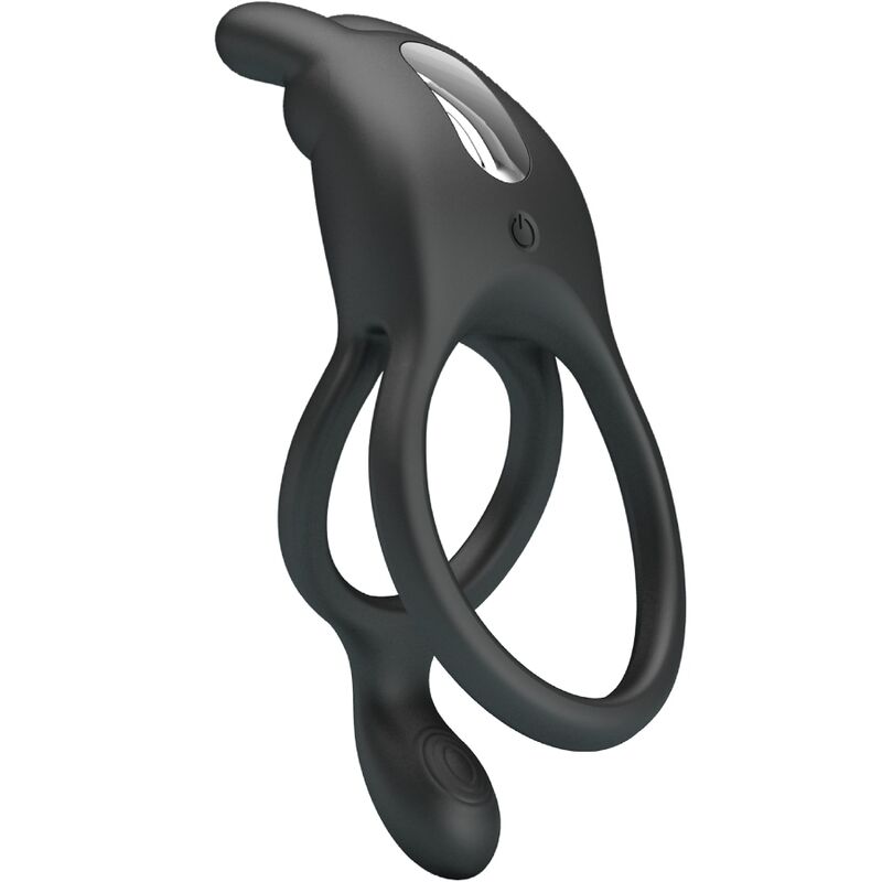PRETTY LOVE - SETH DOUBLE VIBRATING RING RABBIT 7 VIBRATIONS BLACK - NOCTURNA DESIRES