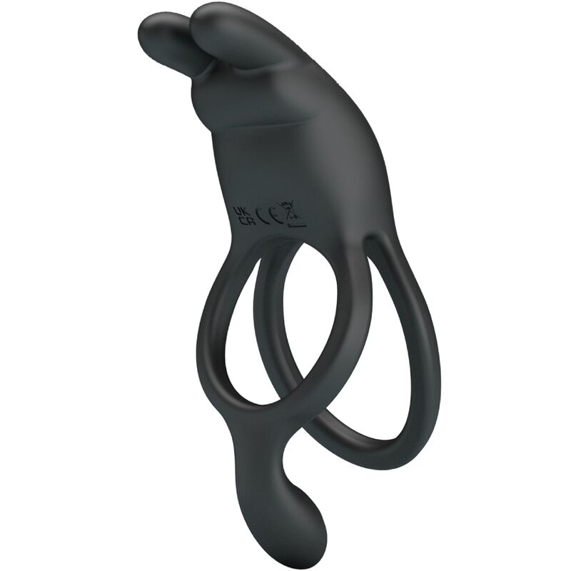 PRETTY LOVE - SETH DOUBLE VIBRATING RING RABBIT 7 VIBRATIONS BLACK - NOCTURNA DESIRES