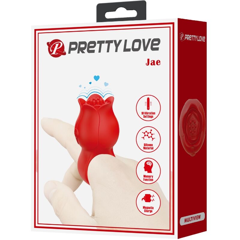 PRETTY LOVE - JAE ROSE SHAPED FINGER VIBRATOR 10 VIBRATIONS RED - NOCTURNA DESIRES