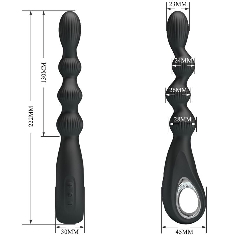 PRETTY LOVE - FEDERER ANAL VIBRATOR 12 VIBRATIONS BLACK - NOCTURNA DESIRES