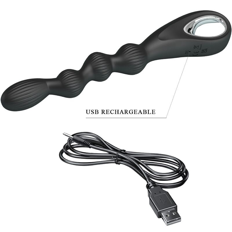 PRETTY LOVE - FEDERER ANAL VIBRATOR 12 VIBRATIONS BLACK - NOCTURNA DESIRES