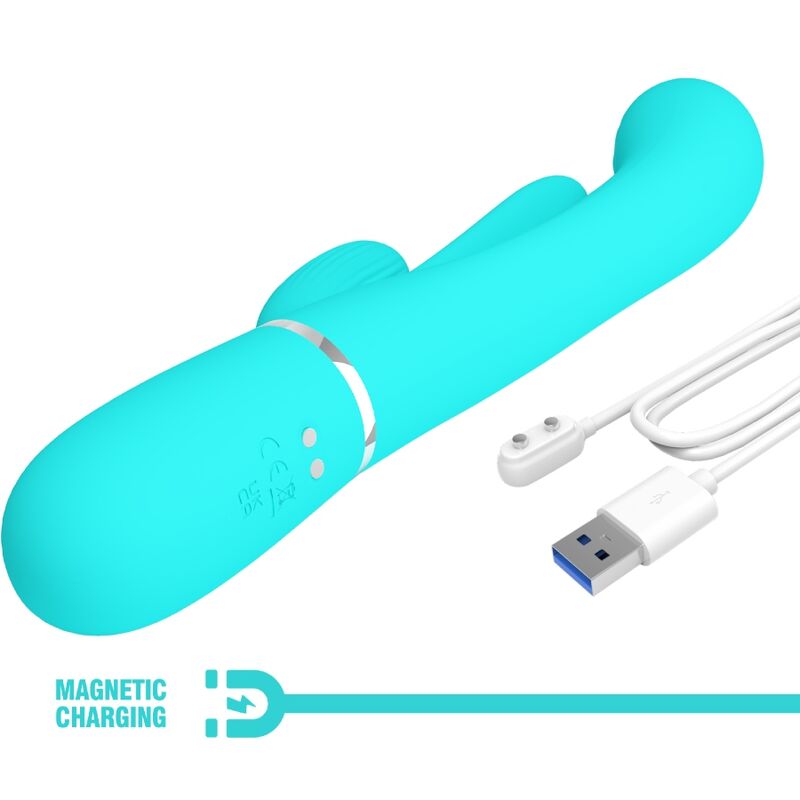 PRETTY LOVE - SHANIA TRIPLE RABBIT MULTIFUNCTION VIBRATOR 3 IN 1 BLUE - NOCTURNA DESIRES