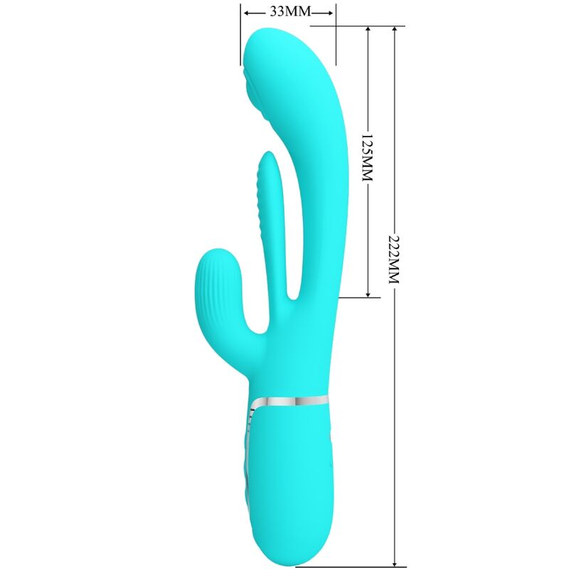 PRETTY LOVE - SHANIA TRIPLE RABBIT MULTIFUNCTION VIBRATOR 3 IN 1 BLUE - NOCTURNA DESIRES