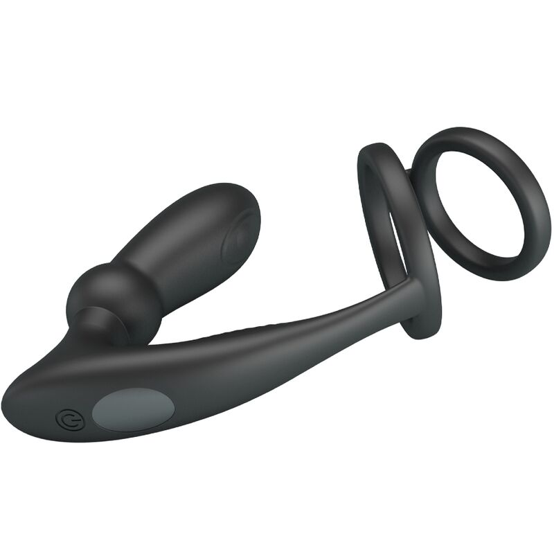 PRETTY LOVE - EMONI PENIS RING + ANAL PLUG 12 VIBRATIONS BLACK - NOCTURNA DESIRES