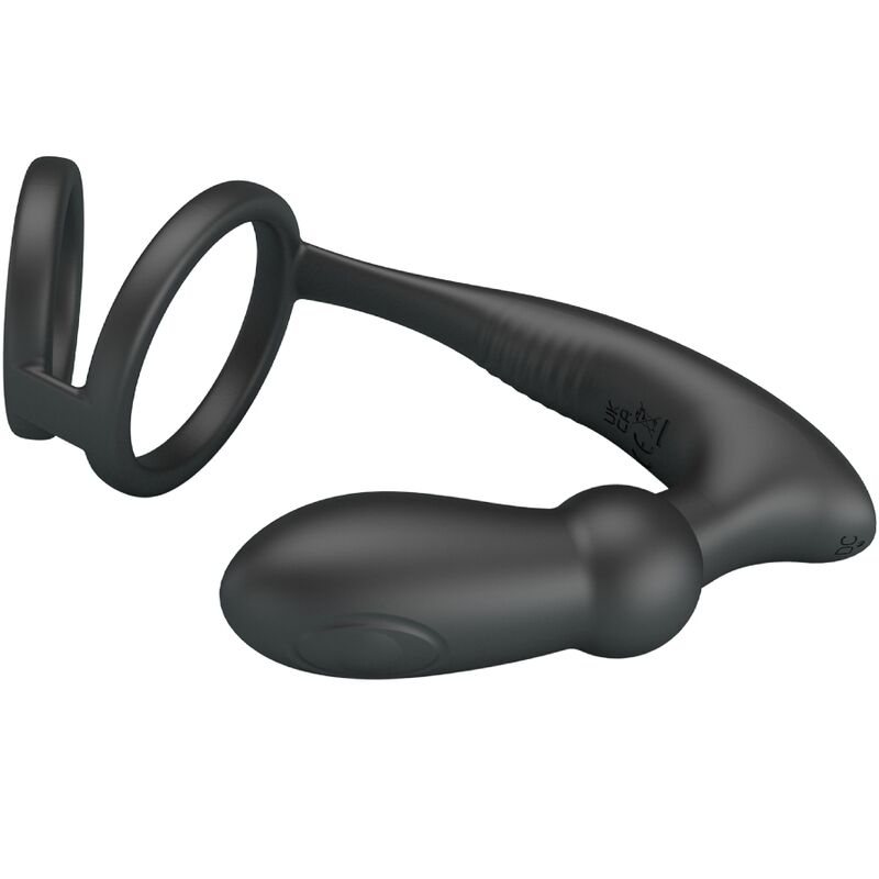 PRETTY LOVE - EMONI PENIS RING + ANAL PLUG 12 VIBRATIONS BLACK - NOCTURNA DESIRES