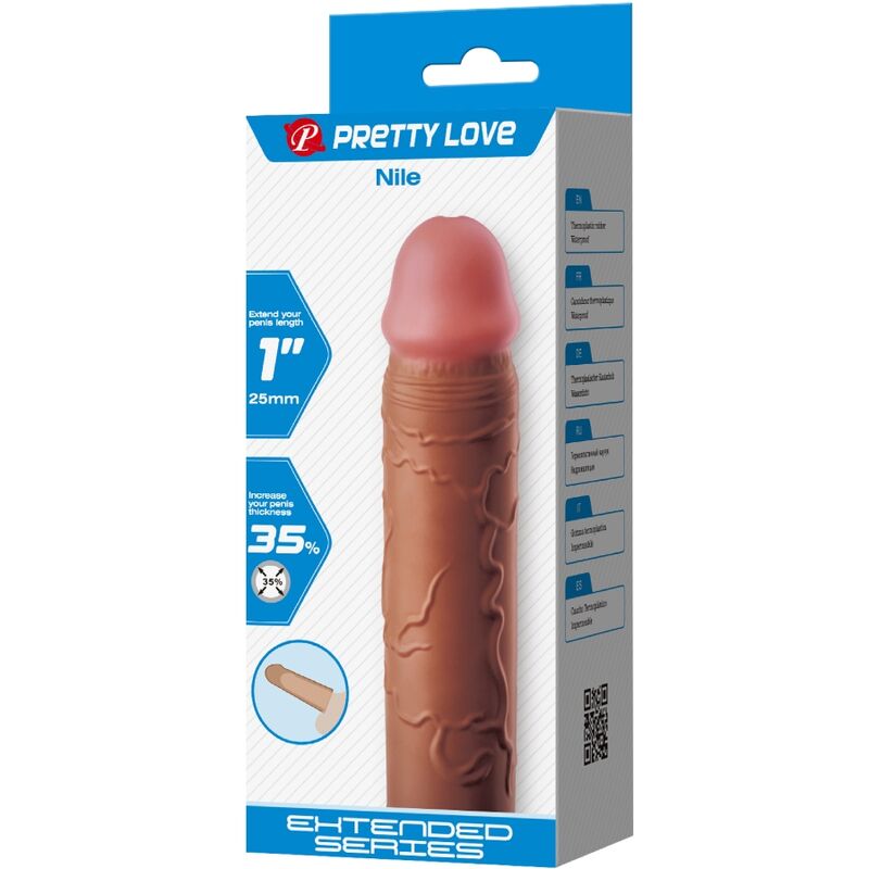 PRETTY LOVE - NILE PENIS SLEEVE WITH 2.5 CM EXTENSION MULATTO - NOCTURNA DESIRES