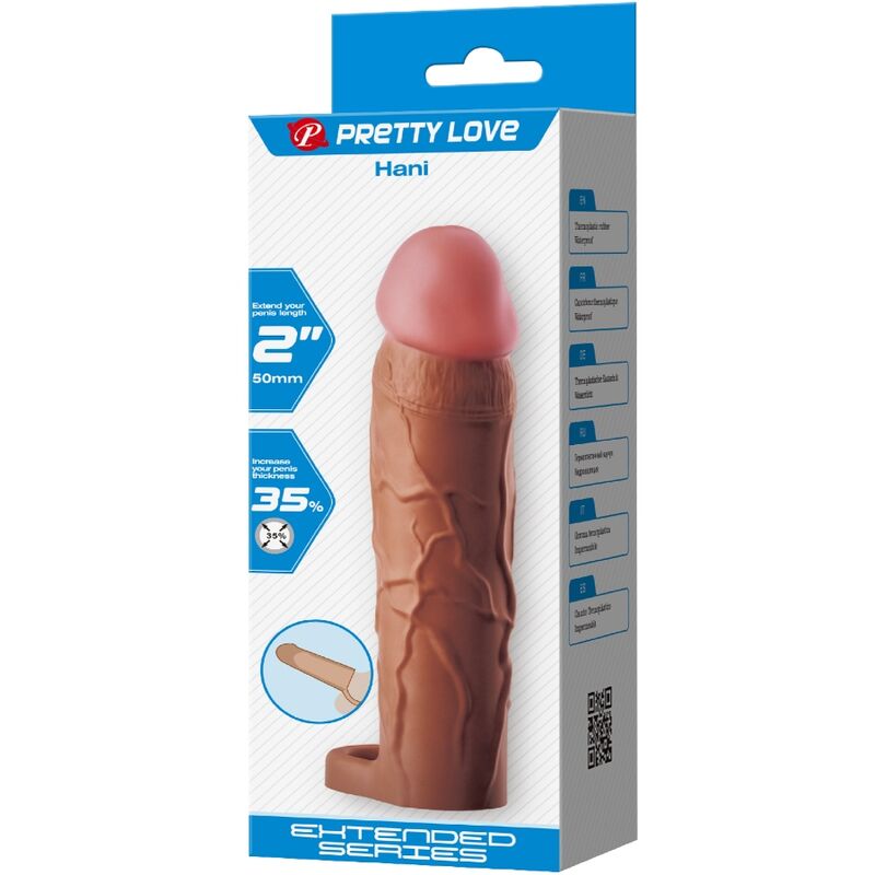 PRETTY LOVE - HANI PENIS SLEEVE WITH 5 CM EXTENSION MULATTO - NOCTURNA DESIRES