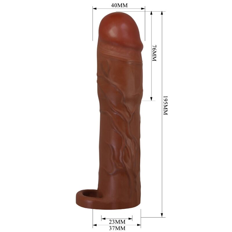 PRETTY LOVE - GERD PENIS SLEEVE WITH 7.6 CM EXTENSION MULATTO - NOCTURNA DESIRES