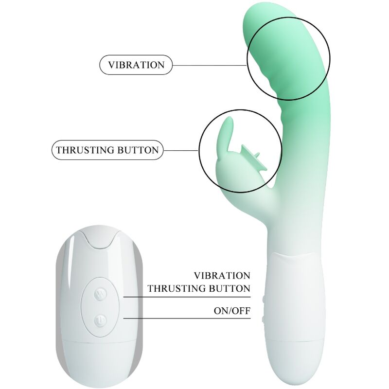 PRETTY LOVE - CERBERUS RABBIT VIBRATOR 3O VIBRATIONS GREEN - NOCTURNA DESIRES