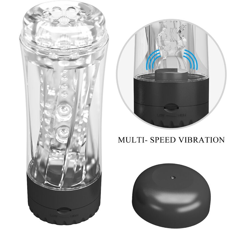 PRETTY LOVE - TAMARA MALE MASTURBATOR MULTI-SPEED VIBRATOR BLACK - NOCTURNA DESIRES