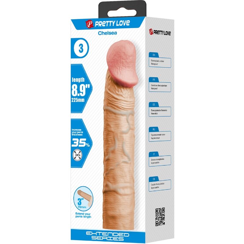 PRETTY LOVE - CHELSEA PENIS SLEEVE WITH 7.6 CM EXTENSION FLESH - NOCTURNA DESIRES