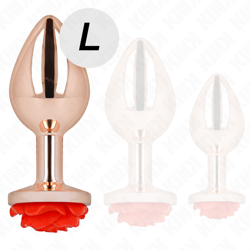 KINK - PINK GOLD ANAL PLUG WITH RED ROSE L - NOCTURNA DESIRES