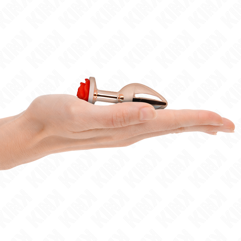 KINK - PINK GOLD ANAL PLUG WITH RED ROSE S - NOCTURNA DESIRES