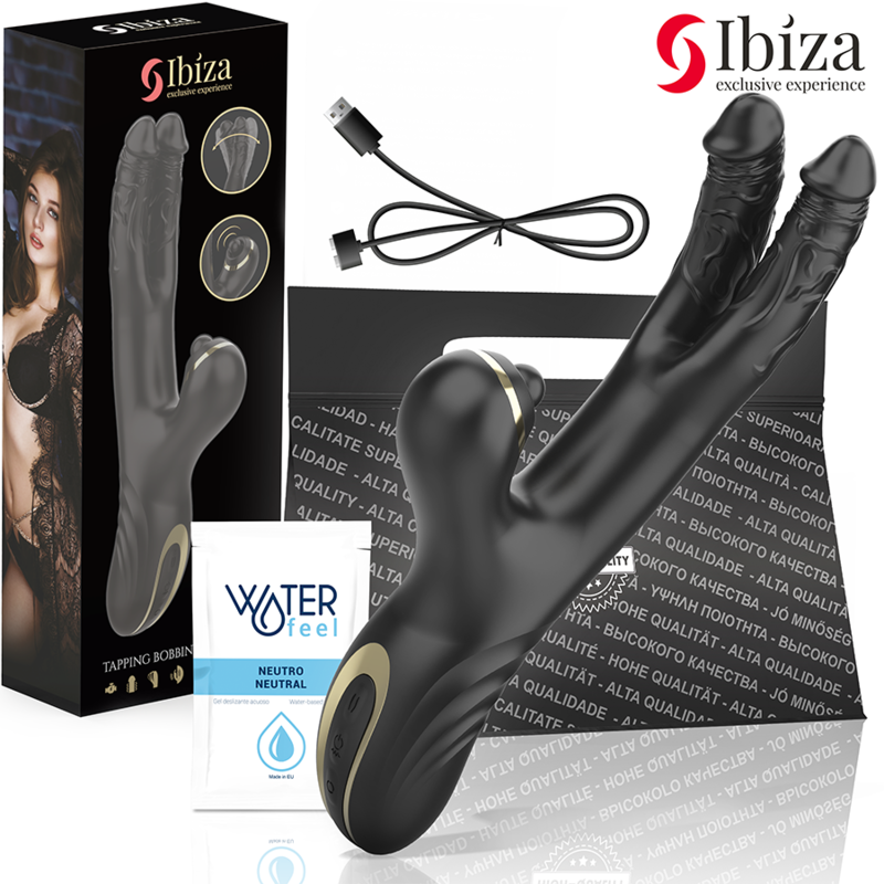 IBIZA - TWO DRAGONS DOUBLE VIBRATOR BLACK - NOCTURNA DESIRES