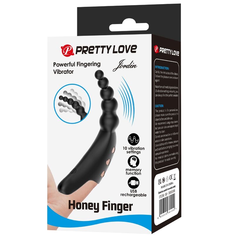PRETTY LOVE - JORDIN FINGER VIBRATOR 10 VIBRATIONS BLACK - NOCTURNA DESIRES