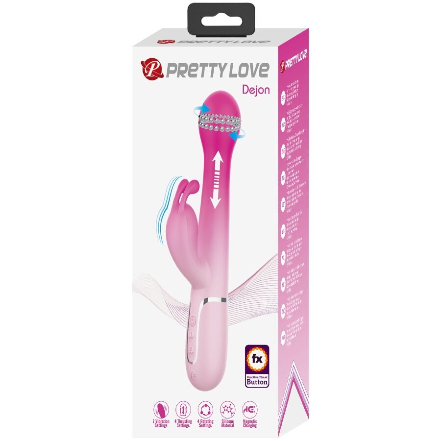 PRETTY LOVE - DEJON 3 IN 1 MULTIFUNCTION RABBIT VIBRATOR PINK - NOCTURNA DESIRES