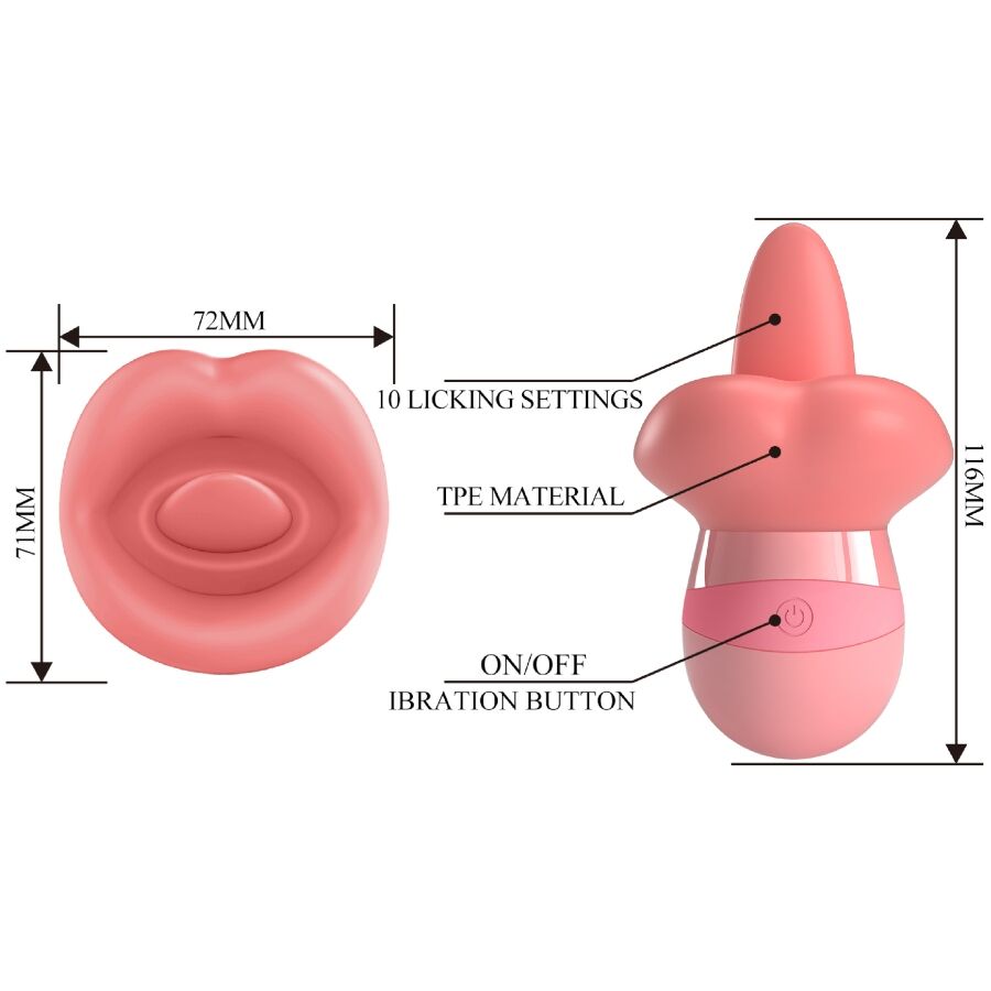 PRETTY LOVE - KYLEE TONGUE CLITORIS STIMULATOR 10 VIBRATIONS NUDE PINK - NOCTURNA DESIRES