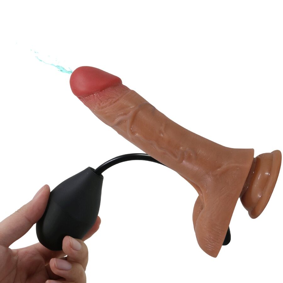 PRETTY LOVE - UNIVERSAL HARNESS BRIEFS WITH VIBRATING AND SQUIRTING DILDO 15.5 CM MULATO - NOCTURNA DESIRES