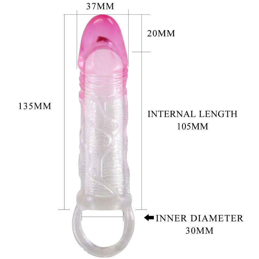 PRETTY LOVE - ODES REALISTIC 2 CM ENLARGEMENT SHEATH FOR PENIS PINK - NOCTURNA DESIRES