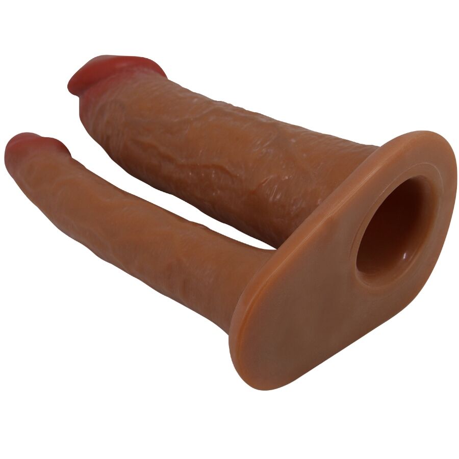 PRETTY LOVE - YAIRON DOUBLE PENIS SLEEVE WITH 4 CM EXTENSION MULATTO - NOCTURNA DESIRES