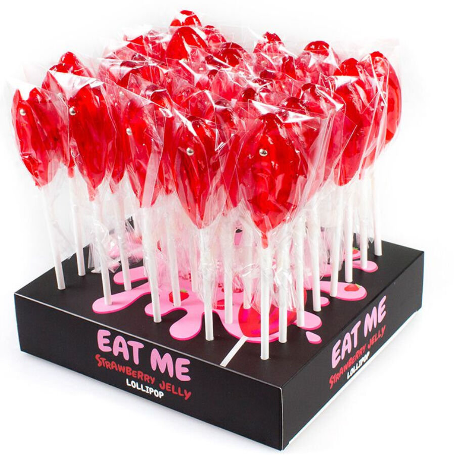 SECRETPLAY - DISPLAY ASSORTMENT VAGINA LOLLIPOPS STRAWBERRY 40 UNITS - NOCTURNA DESIRES