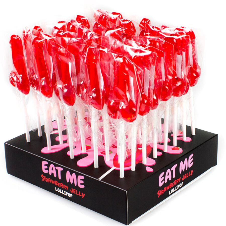 SECRETPLAY - DISPLAY ASSORTMENT PENIS LOLLIPOPS STRAWBERRY 40 UNITS - NOCTURNA DESIRES
