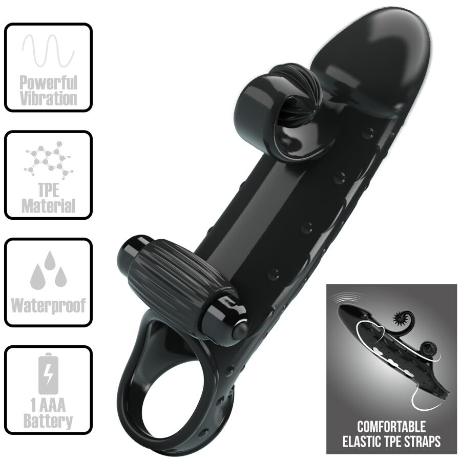 ROMANCE - VIBRATING PENIS SLEEVE BLACK - NOCTURNA DESIRES