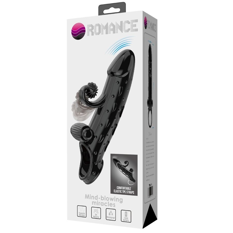 ROMANCE - VIBRATING PENIS SLEEVE BLACK - NOCTURNA DESIRES