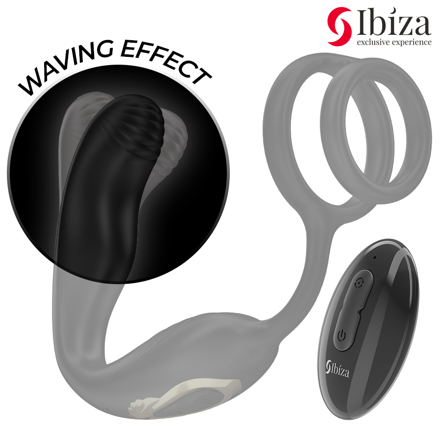 IBIZA - WIGGLE REMOTE CONTROLLED ROTATING ANAL PLUG WITH PERINEAL VIBRATION AND PENIS ENHANCING RINGS - NOCTURNA DESIRES