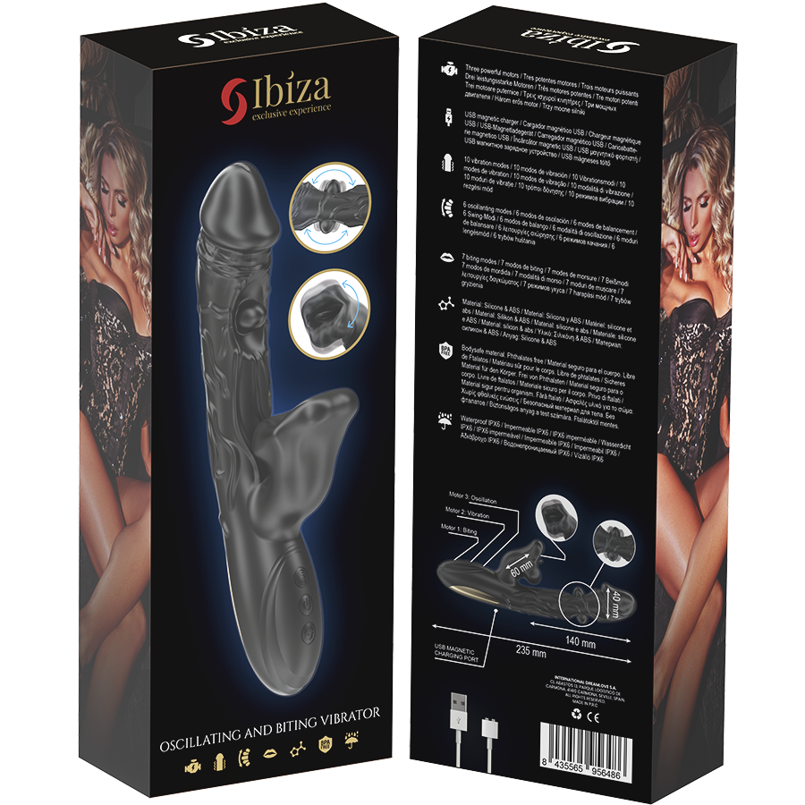 IBIZA - VIBRATOR AND CLITORIS STIMULATOR WITH BITING AND ROTATION EFFECT - NOCTURNA DESIRES