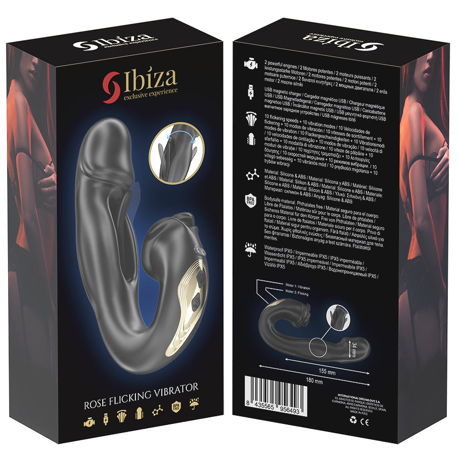 IBIZA - ROSE VIBRATOR FLICKING EFFECT AND CLIT STIMULATOR - NOCTURNA DESIRES
