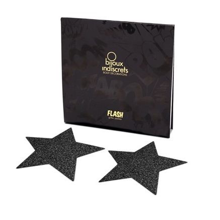 BIJOUX - INDISCRETS FLASH BLACK STAR NIPPLE CAPS BIJOUX FLASH COLLECTION NOCTURNA DESIRES